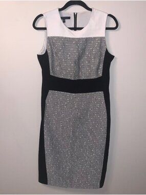Judith & Charles Tweed Grey White Black Midi Career Dress 10